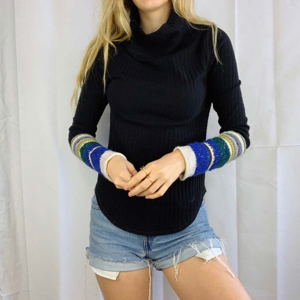 Free People thermal turtleneck wool detailed cuffs